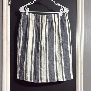 J. Crew Linen Striped Elastic Waist A-line Mini Skirt w/ Pockets Size: M